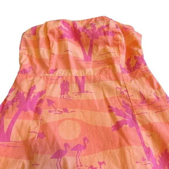 Lilly Pulitzer Strapless Palm Tree Sunset Beach Dress 100% Cotton Size 2 Women's - Picture 2 of 10